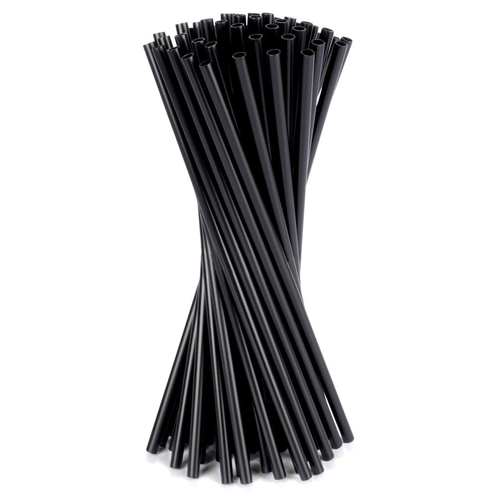 Reusable Black Polypropylene Straws, 50-pack