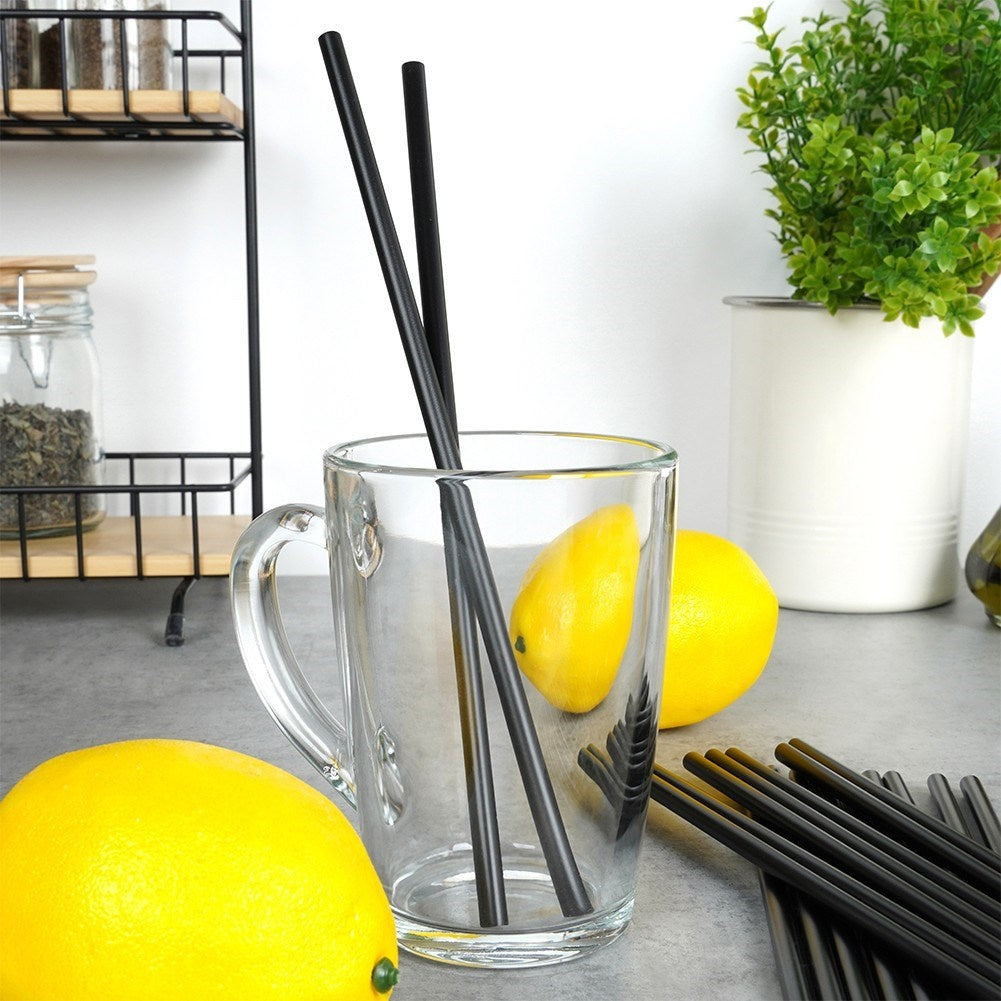 Reusable Black Polypropylene Straws, 50-pack