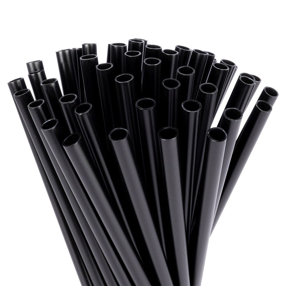 Reusable Black Polypropylene Straws, 50-pack