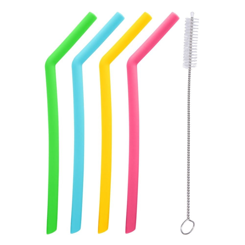 Reusable Silicone Straws with Cleaning Brush
