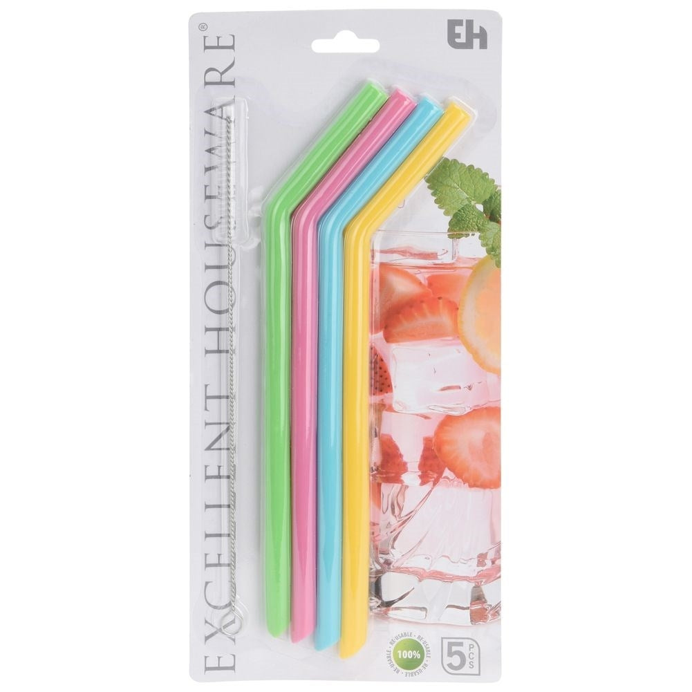 Reusable Silicone Straws with Cleaning Brush