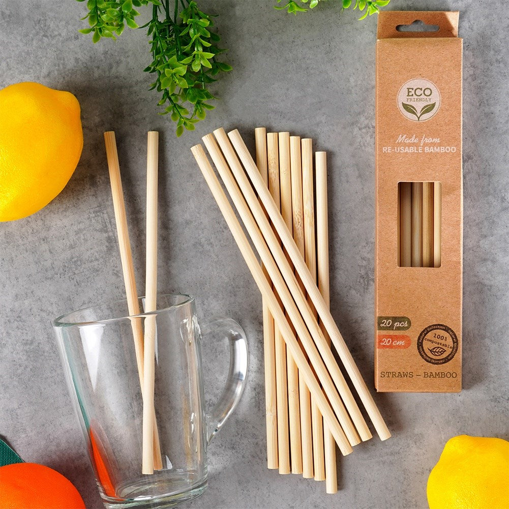 Reusable bamboo drinking straws 20 cm 20 pcs.