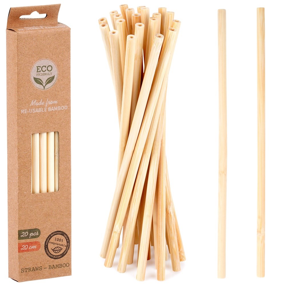 Reusable bamboo drinking straws 20 cm 20 pcs.