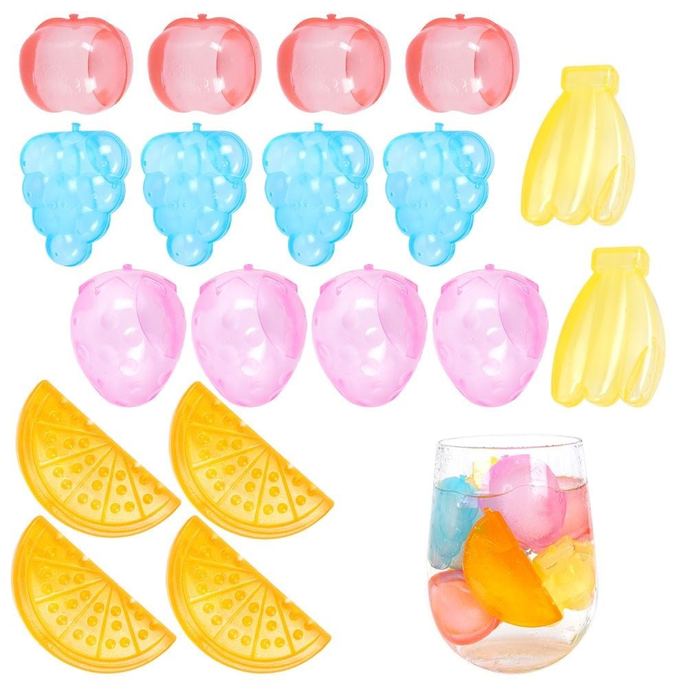 Reusable colorful fruit ice cubes for cold drinks
