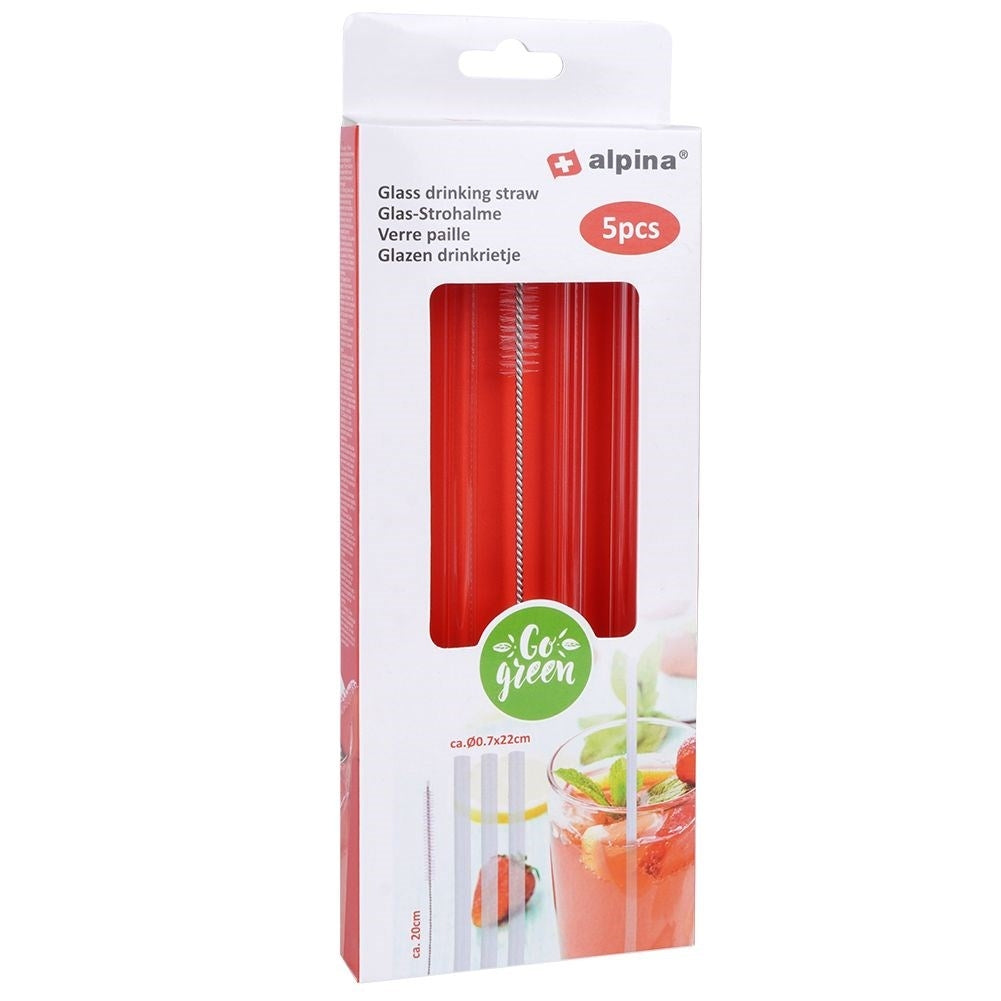 Reusable glass tubes with brush for drinks
