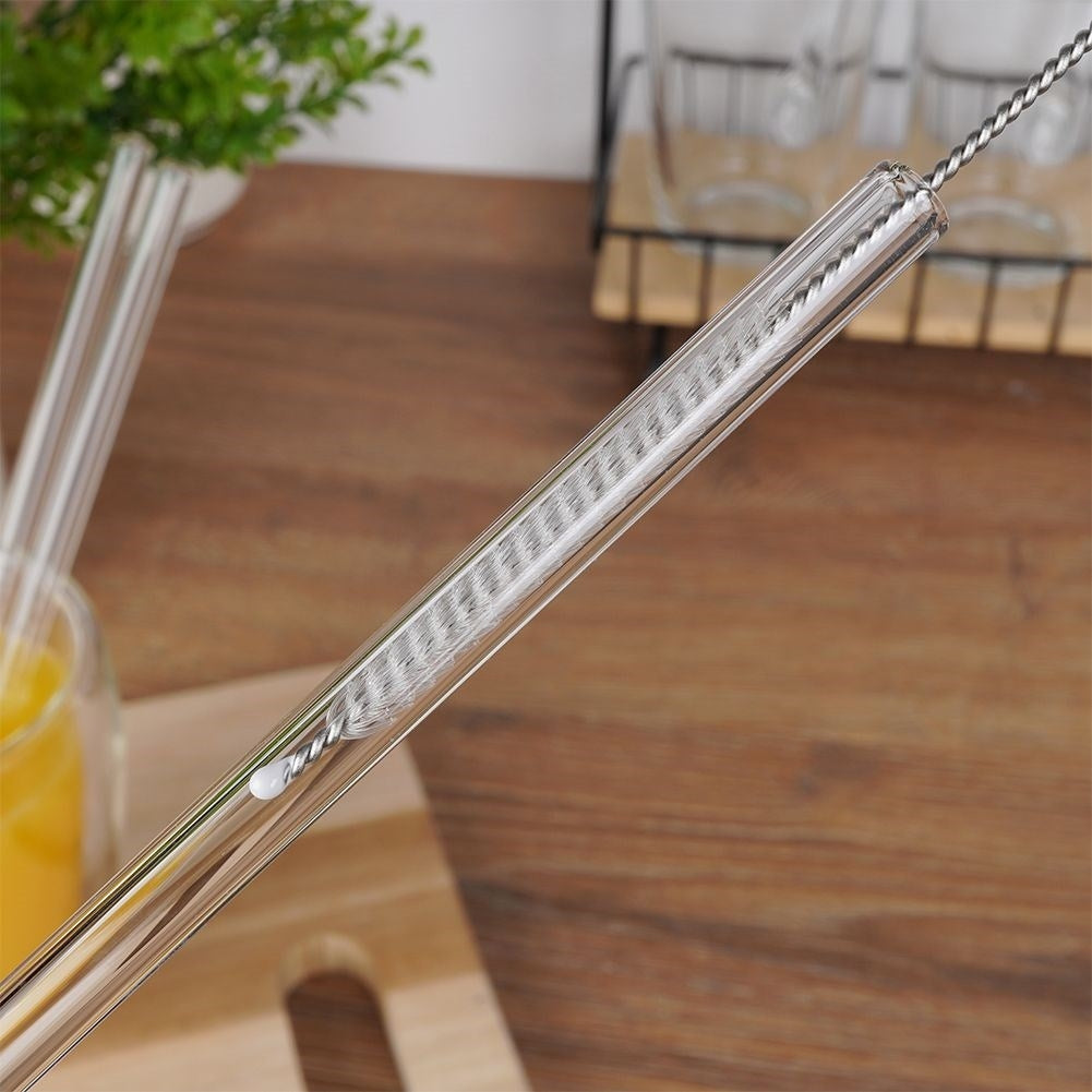 Reusable glass tubes with brush for drinks