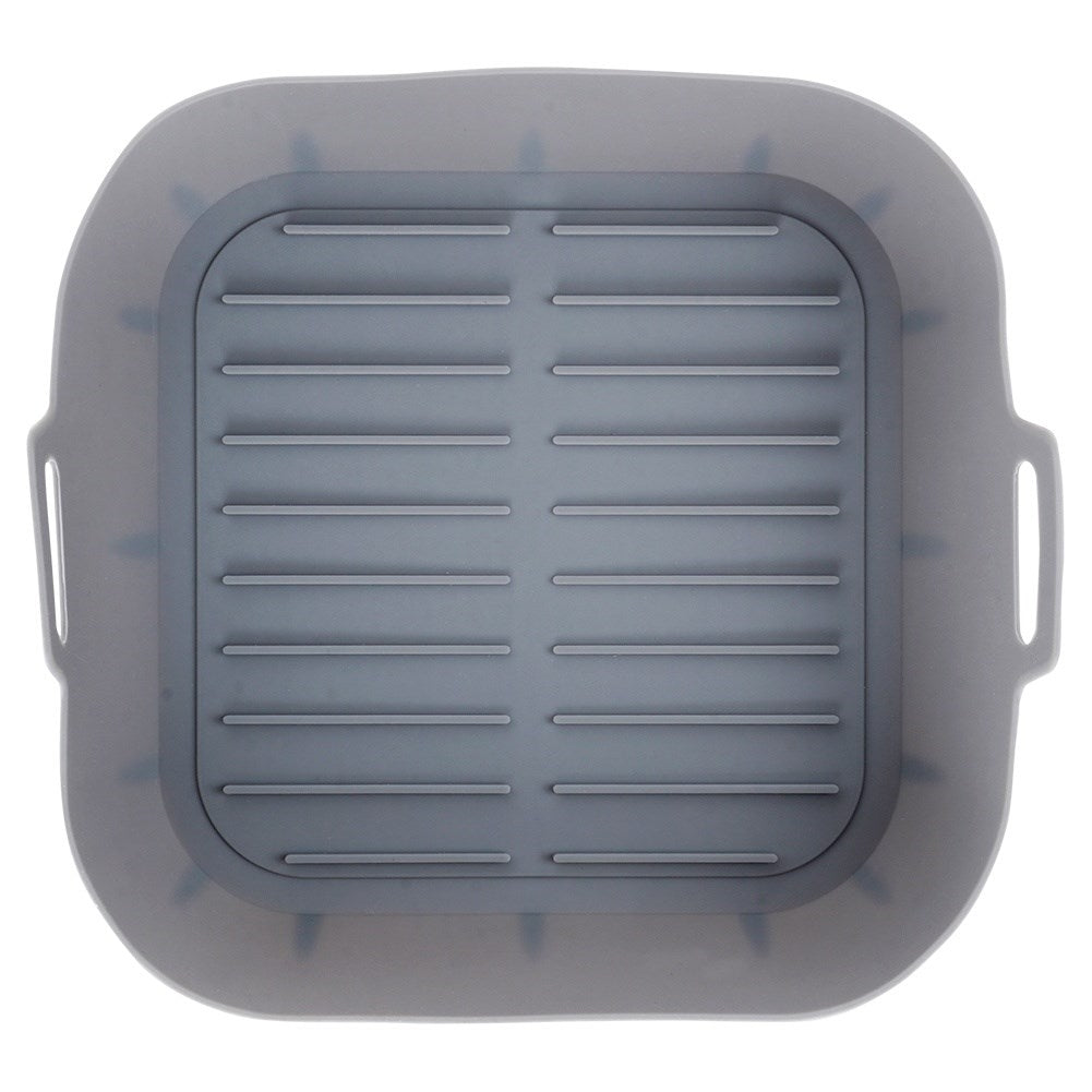Reusable non-stick insert for hot air fryer in gray silicone