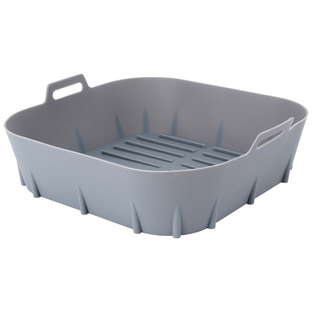 Reusable non-stick insert for hot air fryer in gray silicone