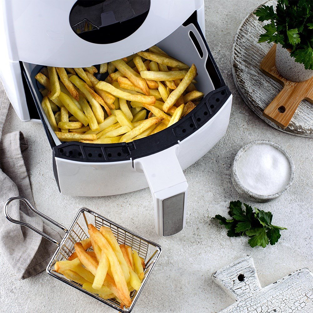 Reusable non-stick insert for hot air fryer in gray silicone