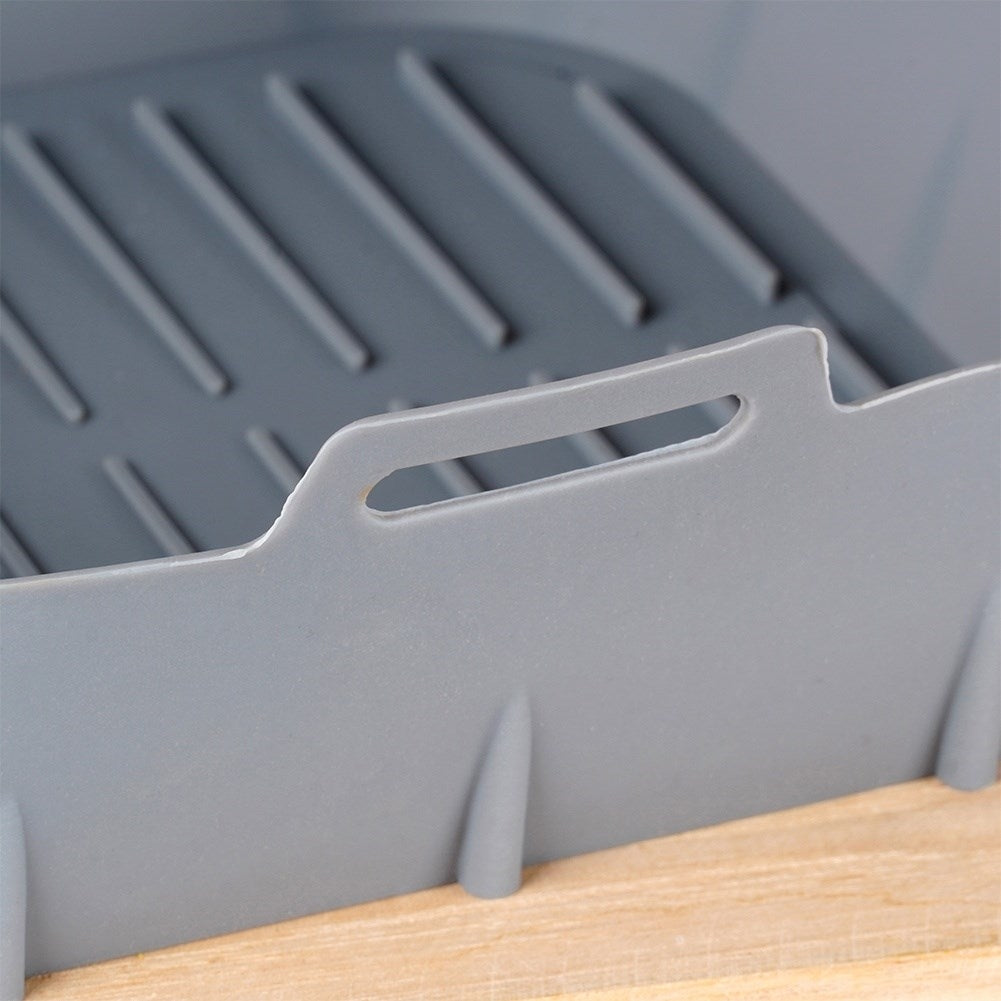 Reusable non-stick insert for hot air fryer in gray silicone