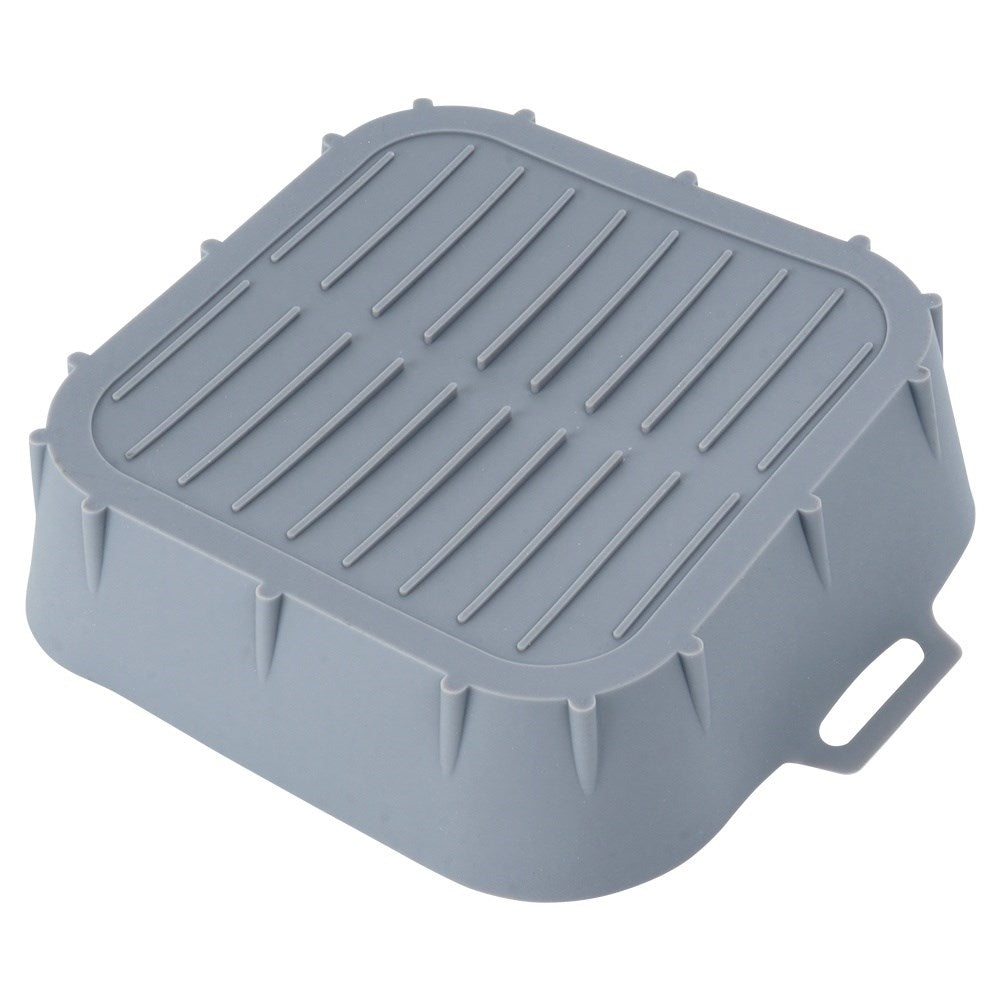 Reusable non-stick insert for hot air fryer in gray silicone