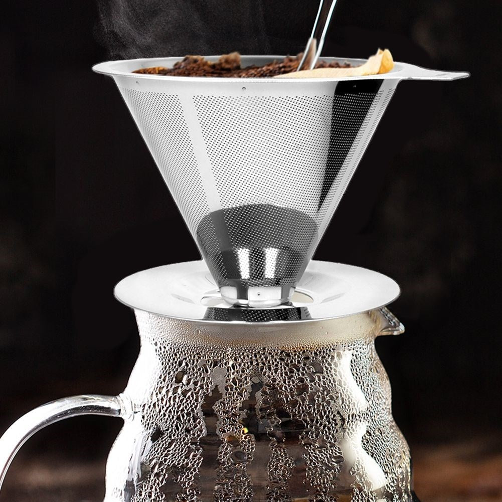 Reusable stainless steel coffee filter for clean brewing