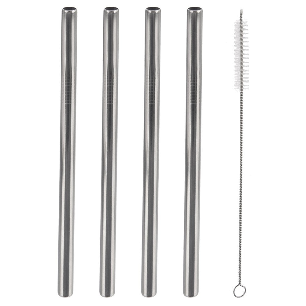 Reusable steel straws with cleaning brush - 4-pack