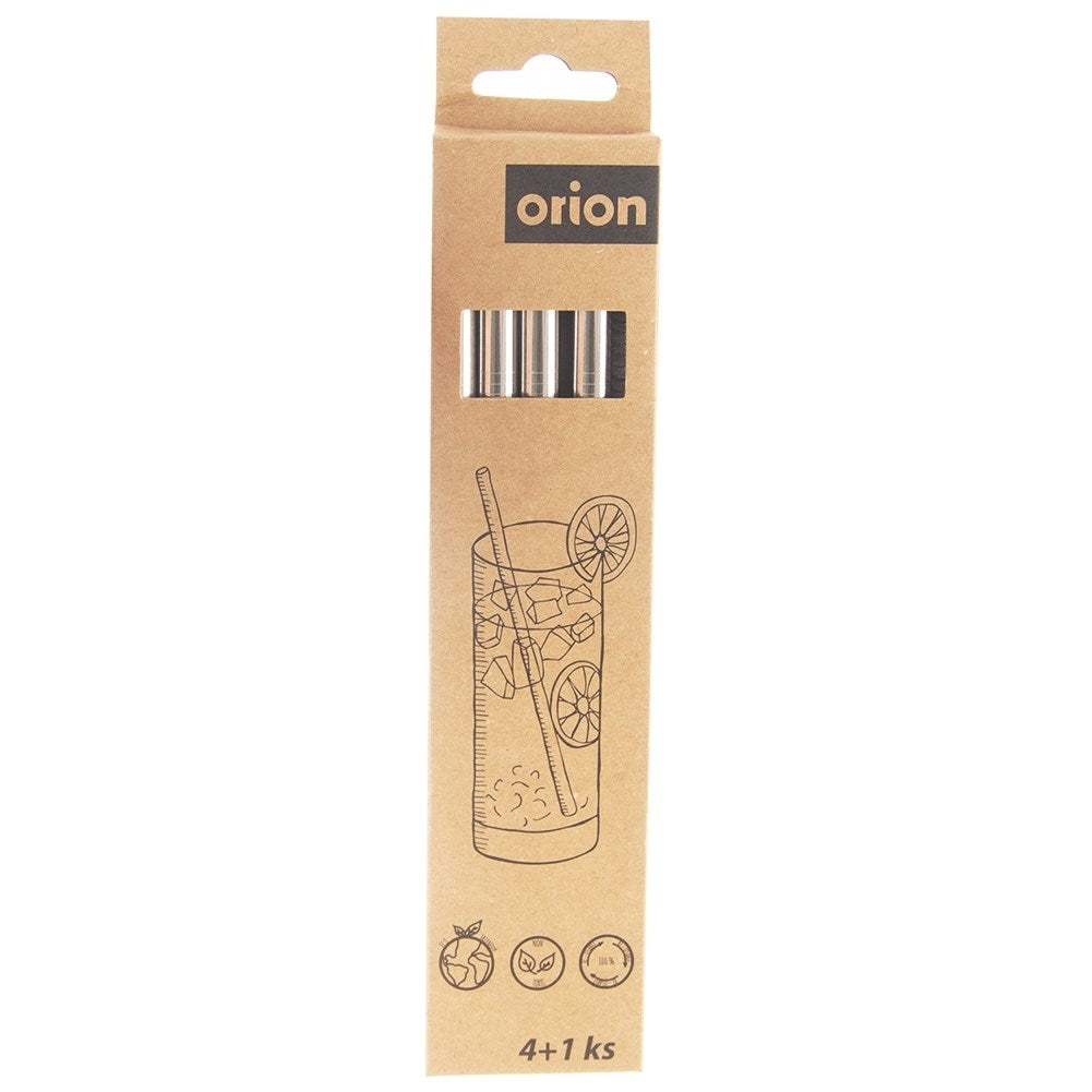 Reusable steel straws with cleaning brush - 4-pack