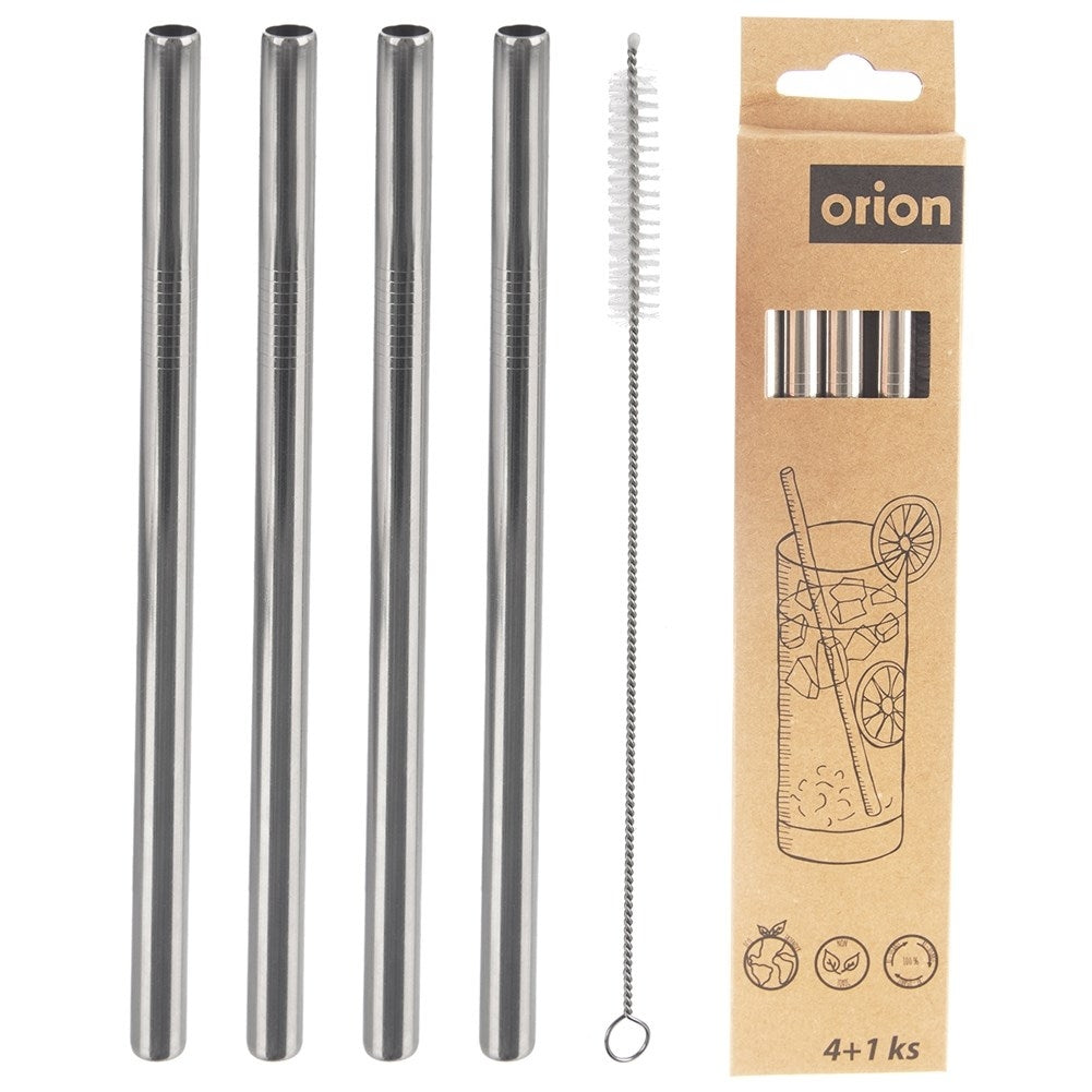 Reusable steel straws with cleaning brush - 4-pack