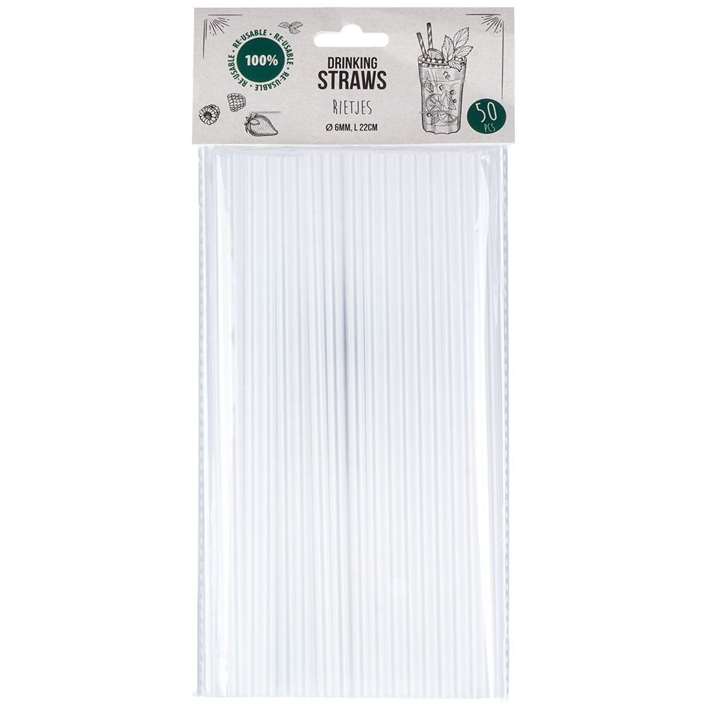 Reusable transparent straws, 50-pack, for all drinks