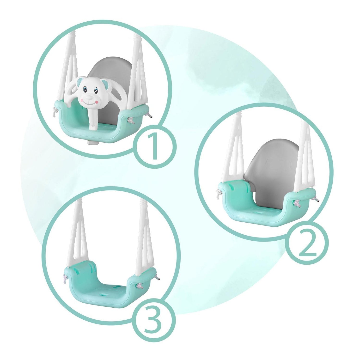 Ricokids 3in1 Teddy bear bucket swing, turquoise