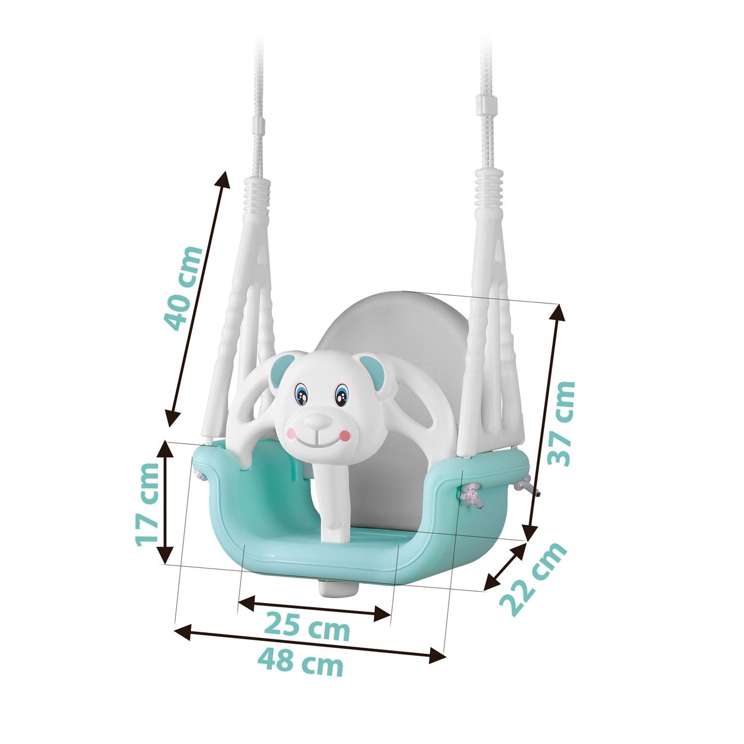 Ricokids 3in1 Teddy bear bucket swing, turquoise