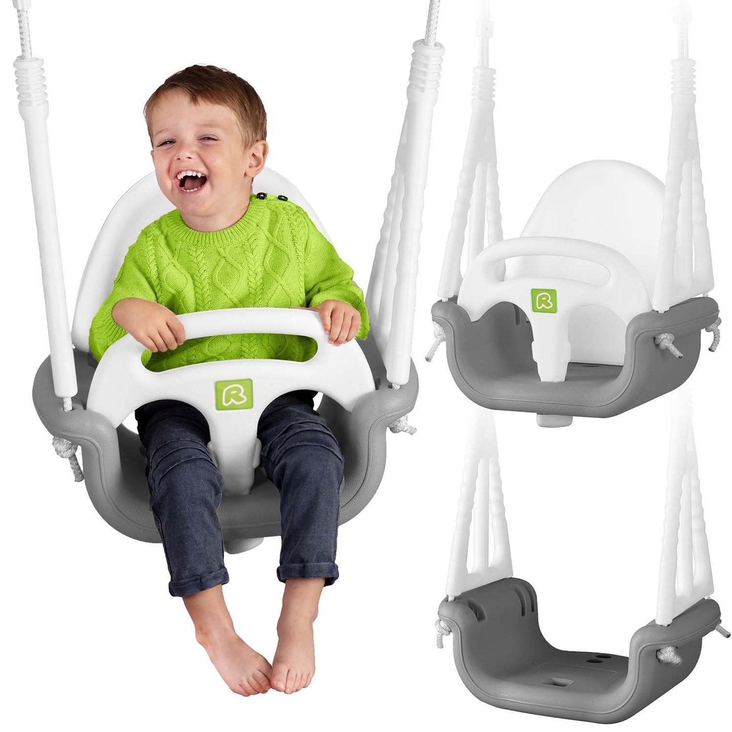 Ricokids 3in1 bucket swing gray and white