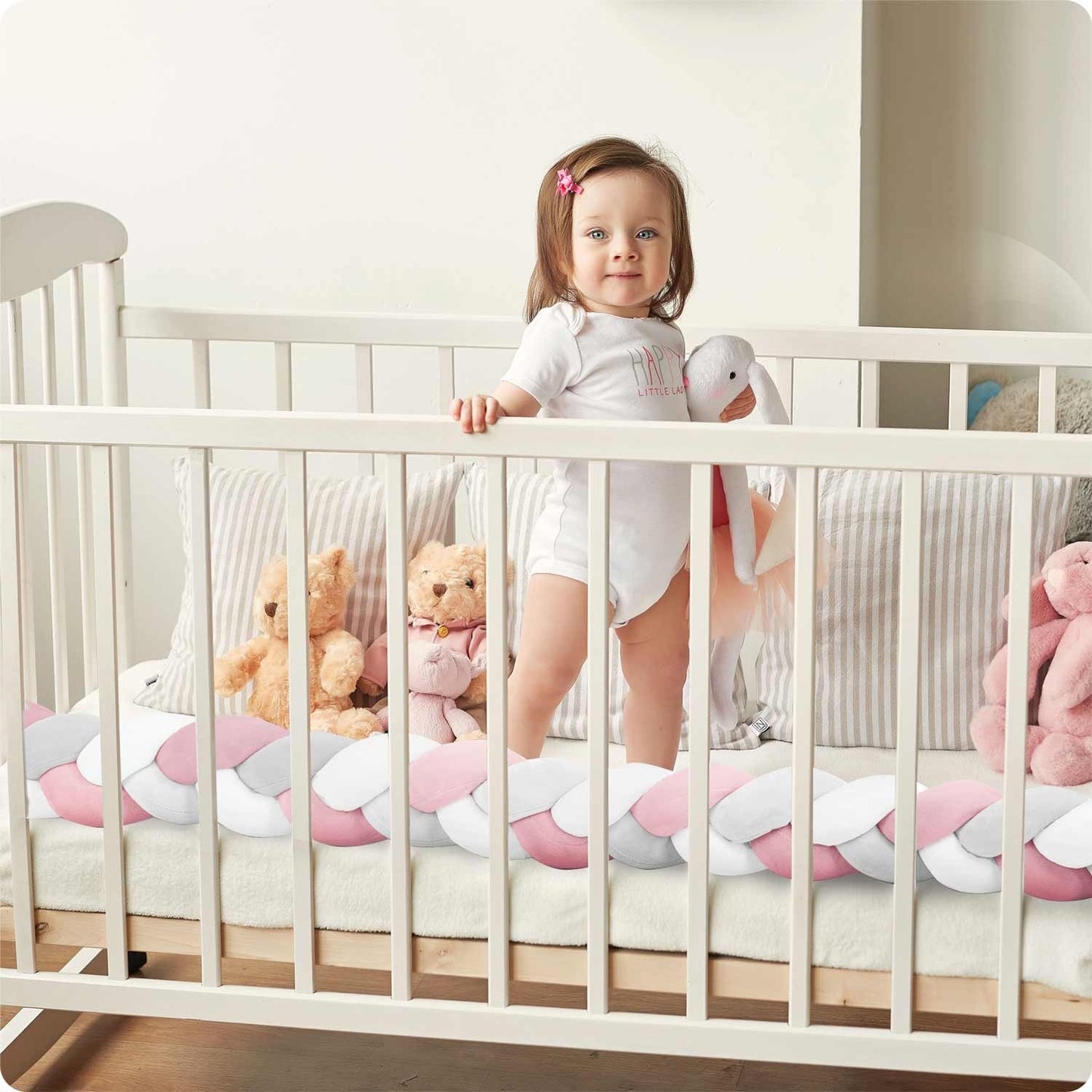 Ricokids 3m crib wrap - pink-gray