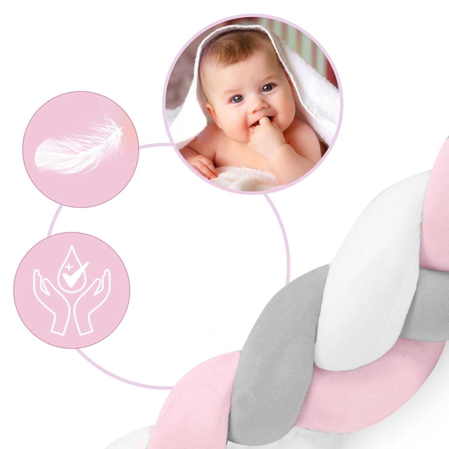 Ricokids 3m crib wrap - pink-gray
