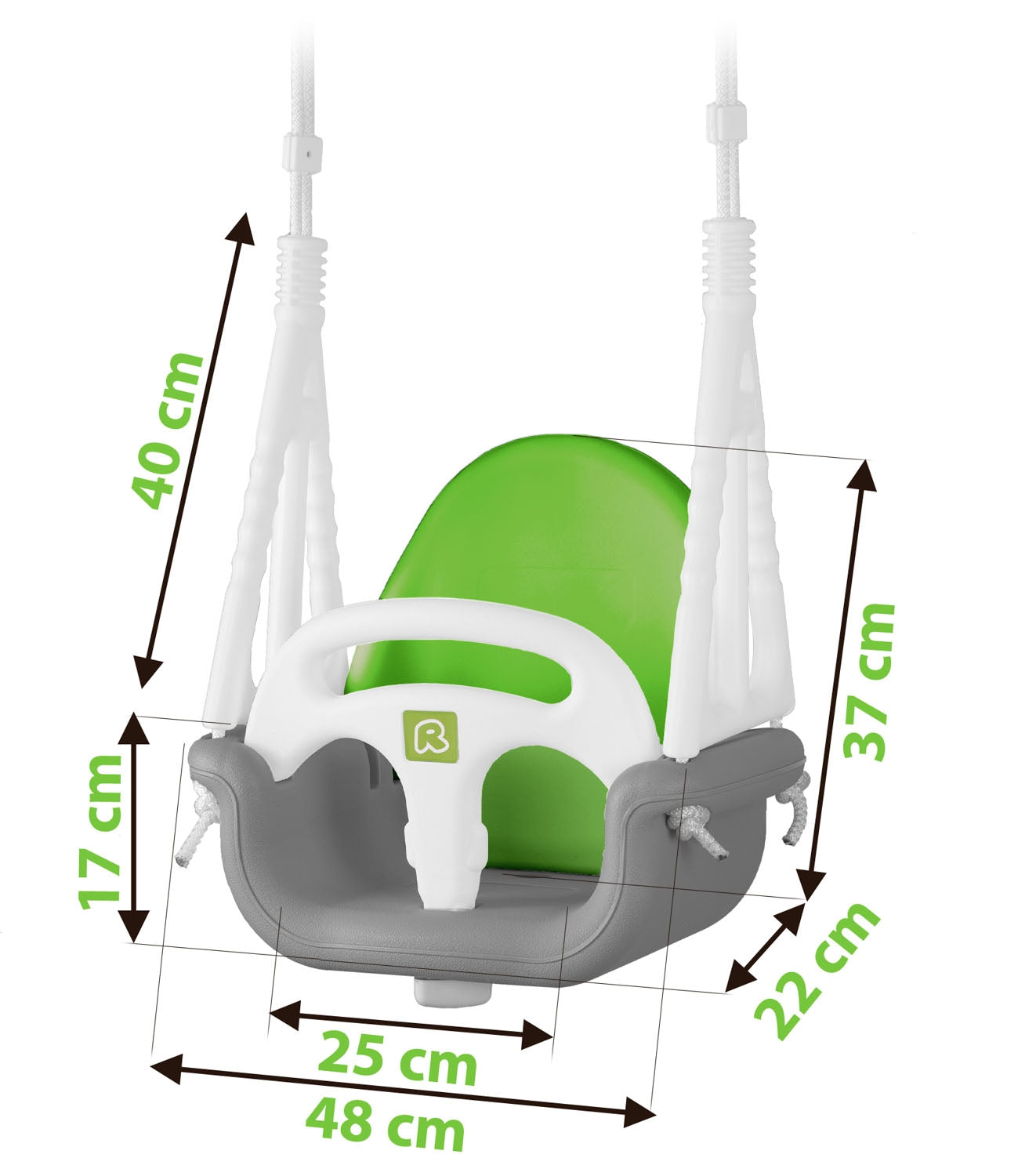 Ricokids Elephant 3in1 bucket swing, gray and green
