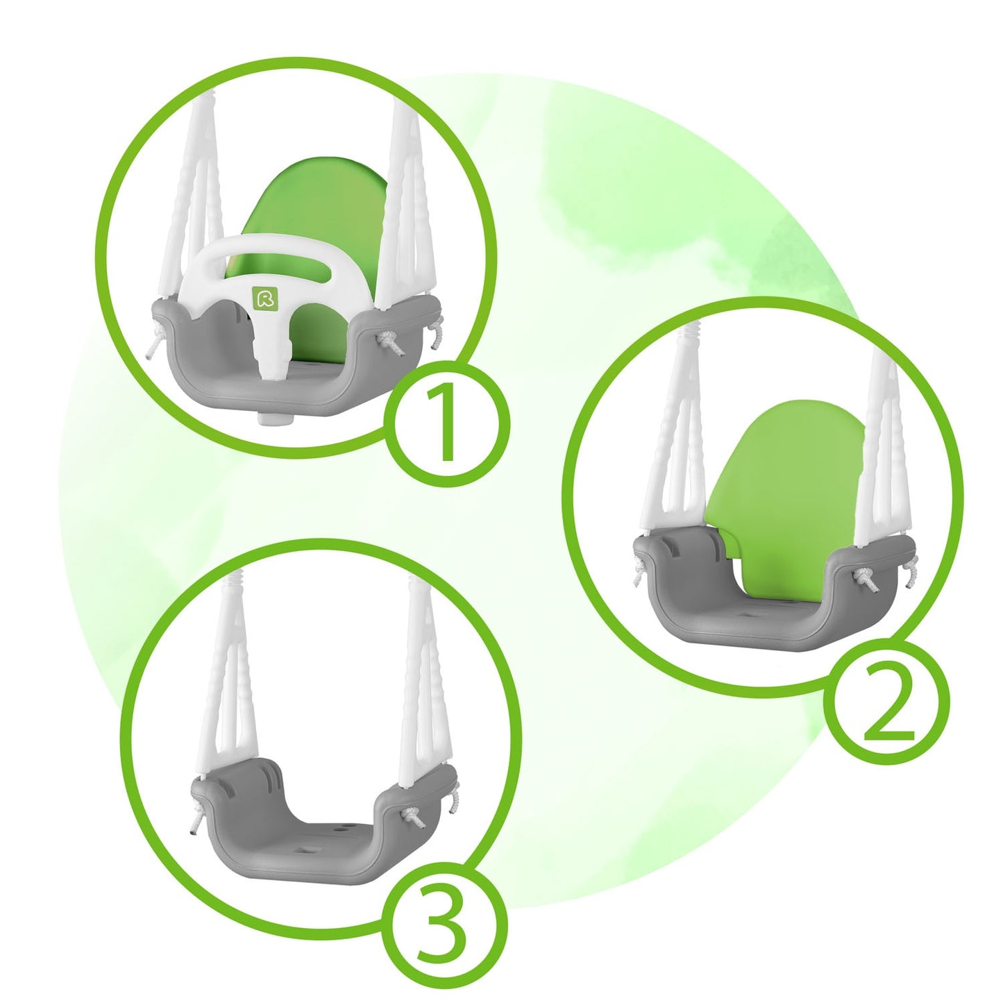 Ricokids Elephant 3in1 bucket swing, gray and green