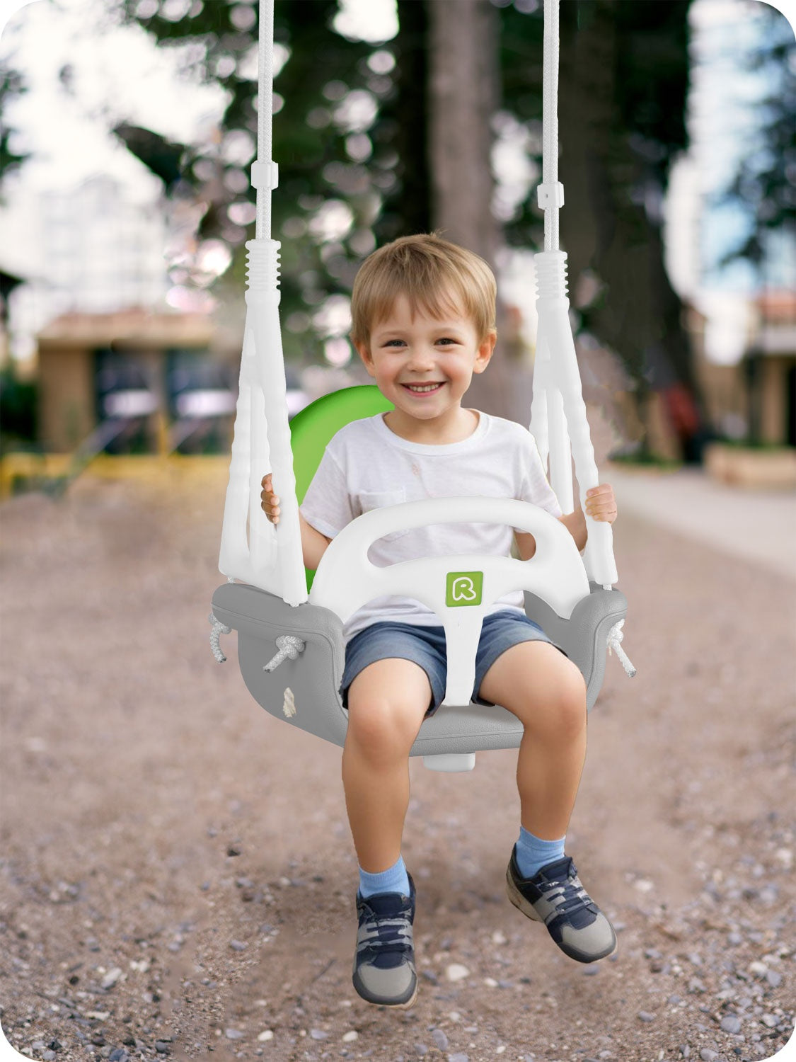 Ricokids Elephant 3in1 bucket swing, gray and green