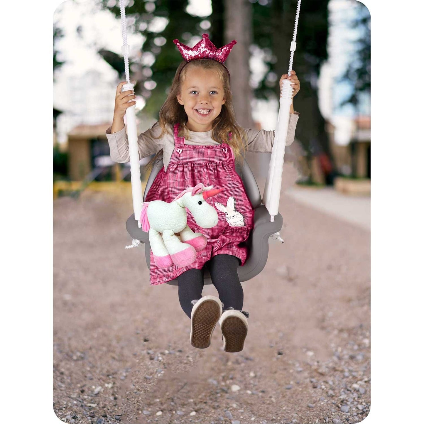 Ricokids Elephant 3in1 bucket swing, gray and white