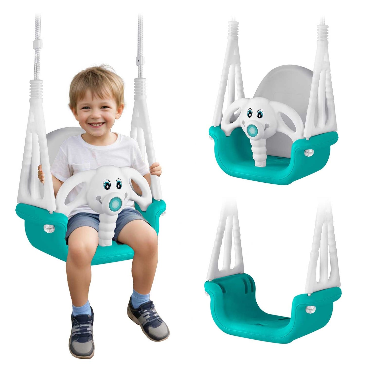 Ricokids Elephant 3in1 bucket swing, turquoise