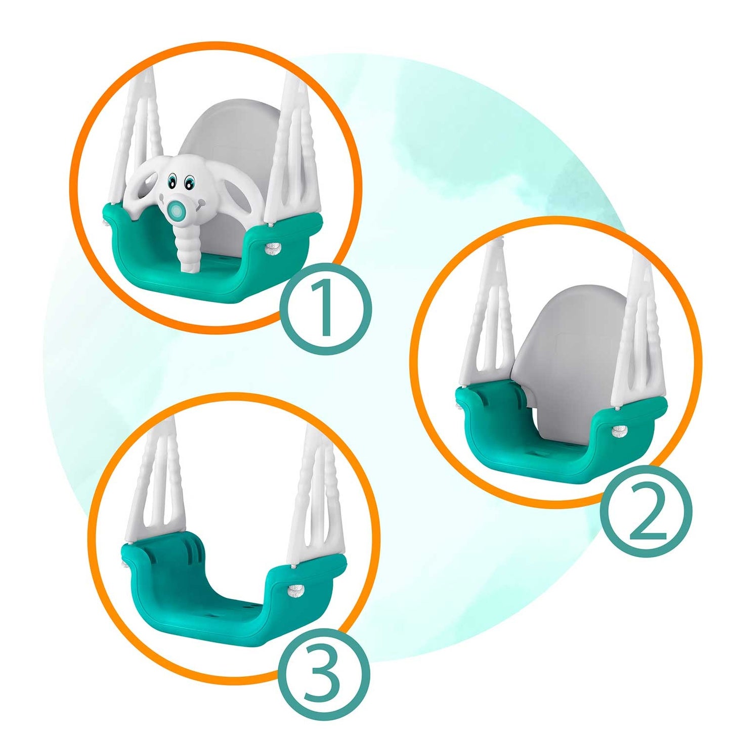 Ricokids Elephant 3in1 bucket swing, turquoise