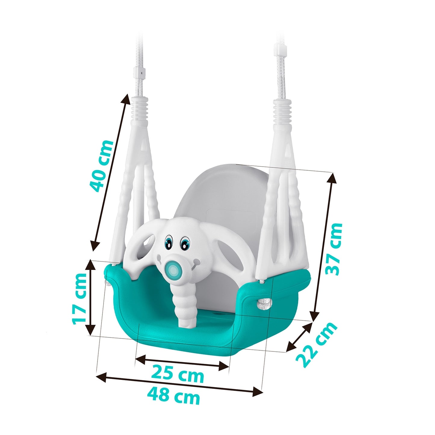 Ricokids Elephant 3in1 bucket swing, turquoise