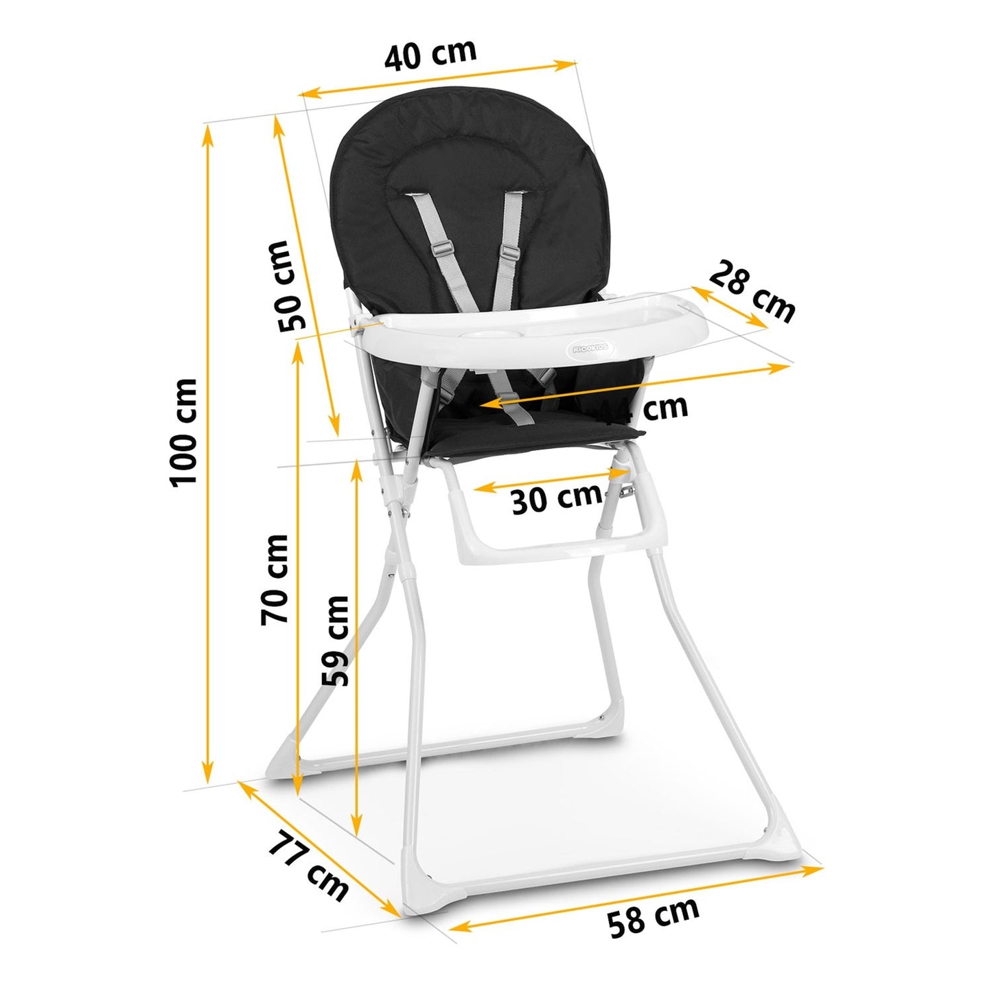 Ricokids FANDO black highchair with table