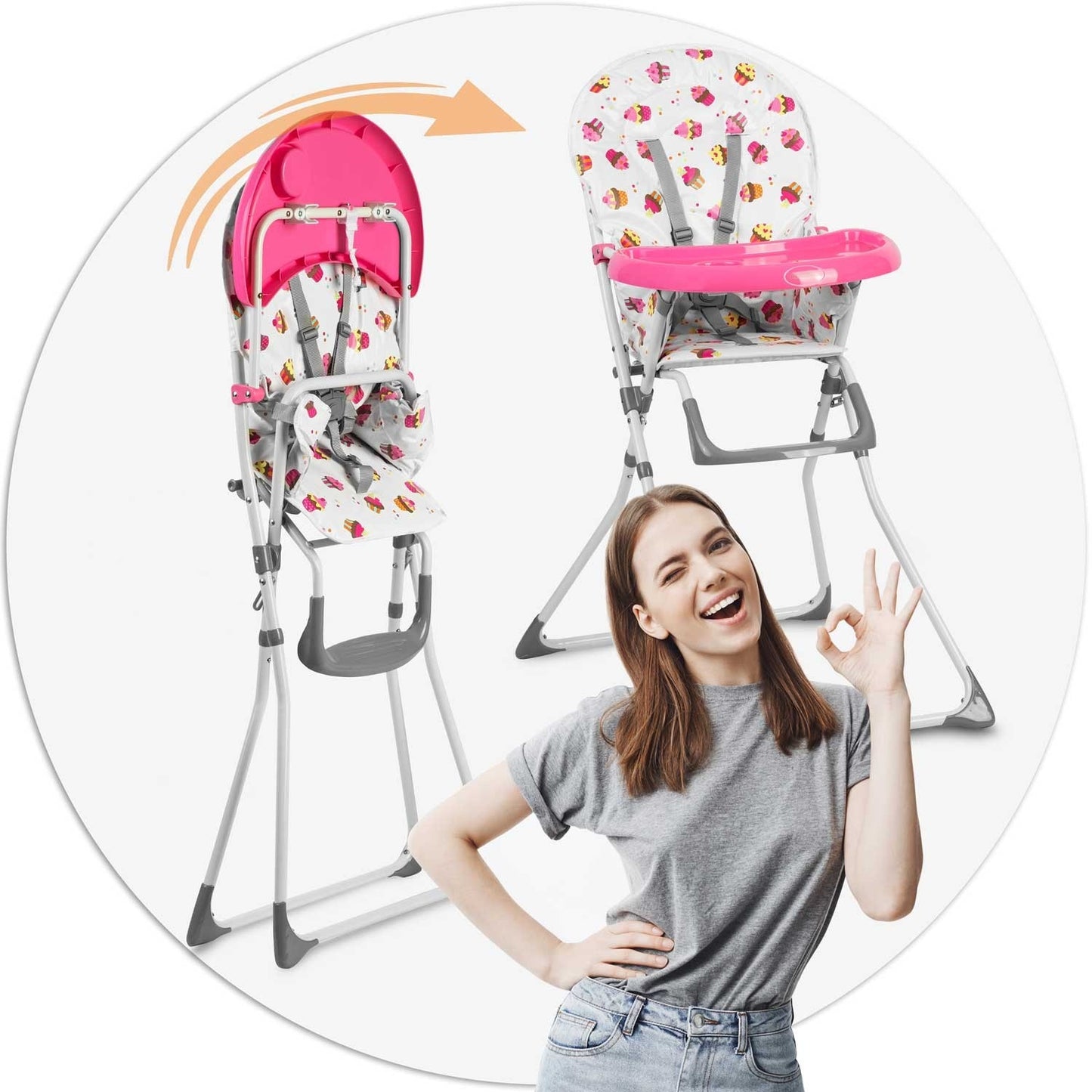 Ricokids FANDO high chair with table cupcakes