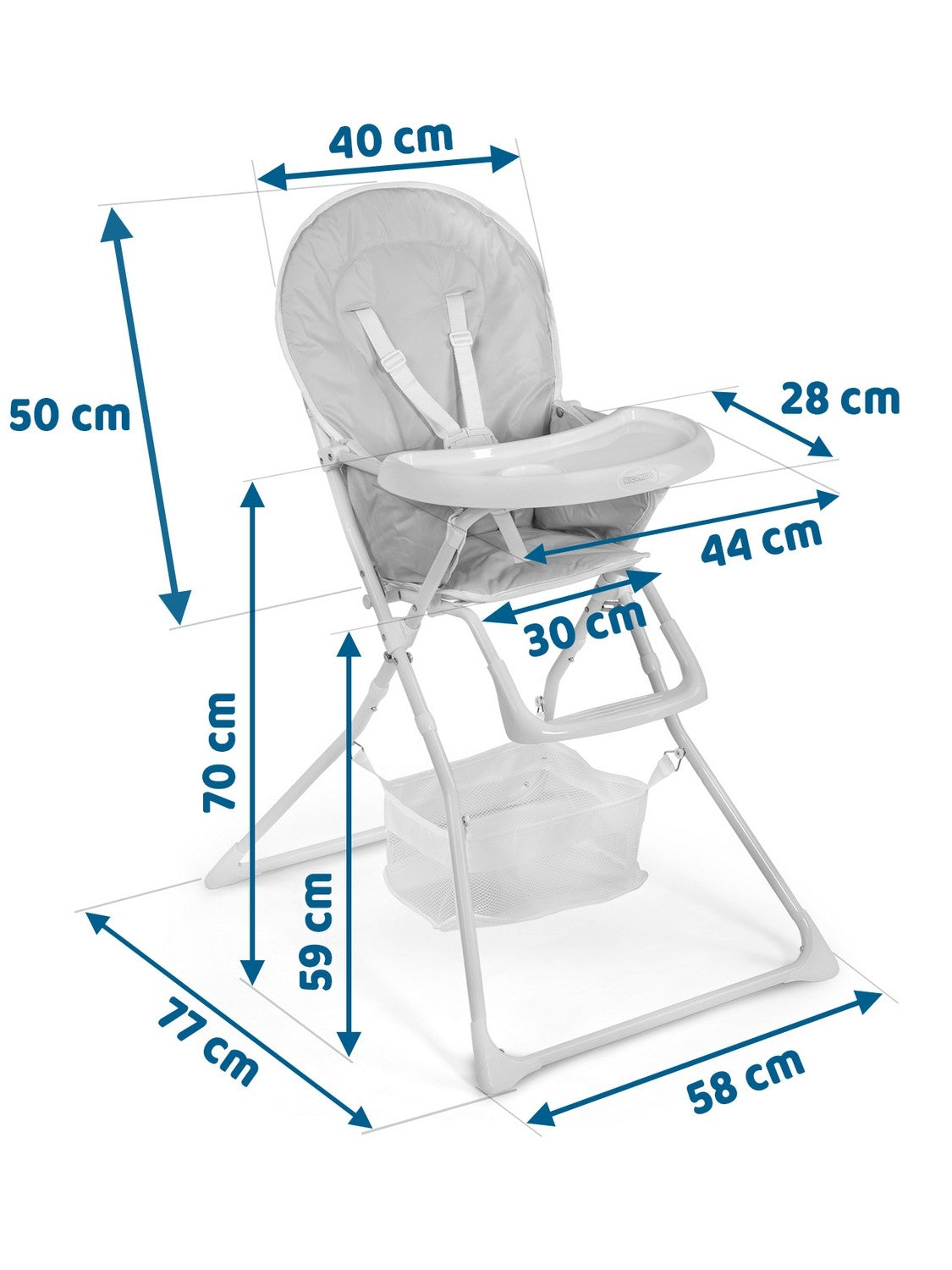 Ricokids FANDO high chair with table, green + free basket