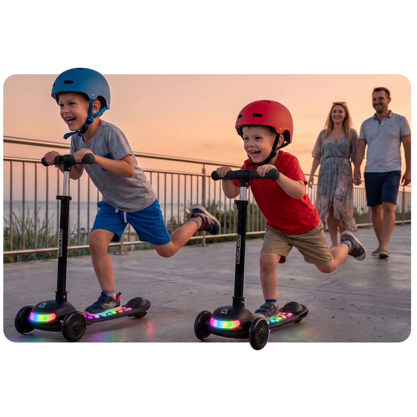 Ricokids Glowi three-wheeled LED balance scooter for children - black