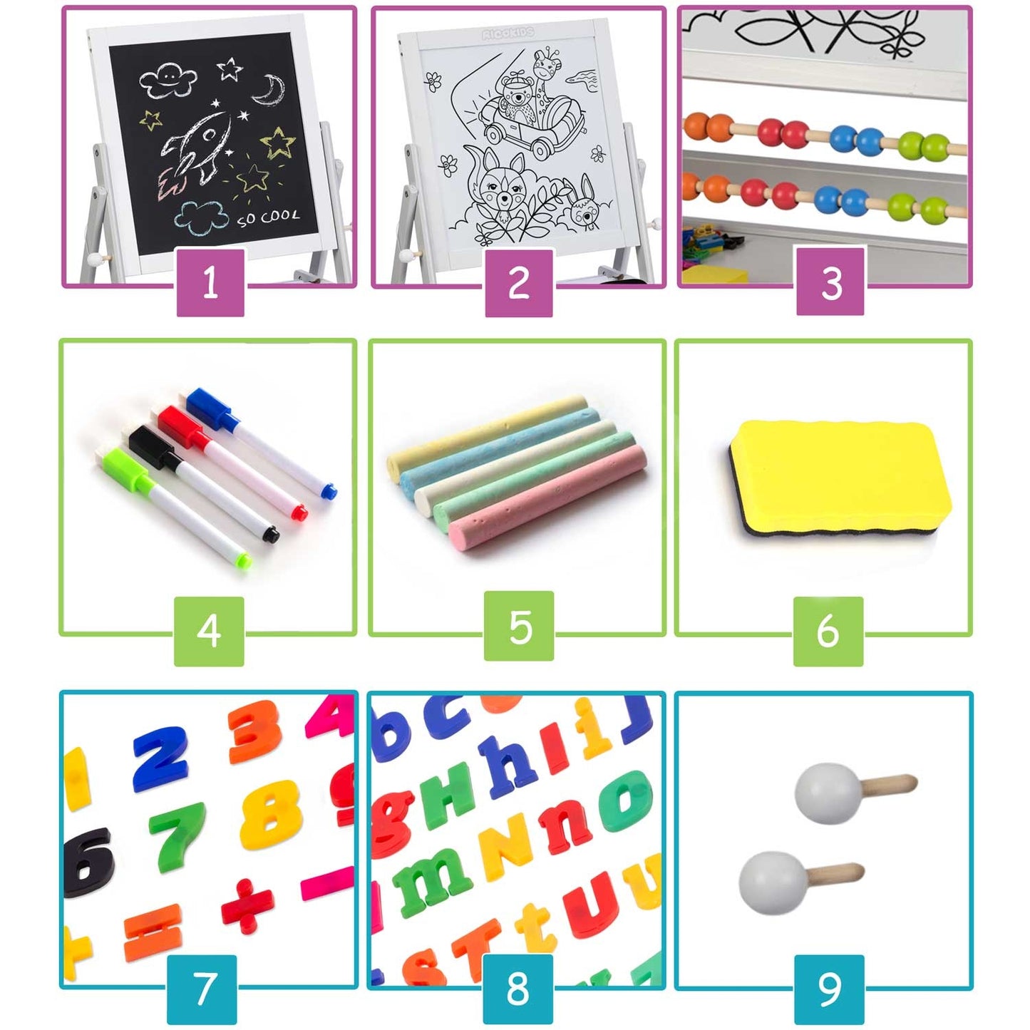 Ricokids Magnetic Rotating Chalkboard - Grey