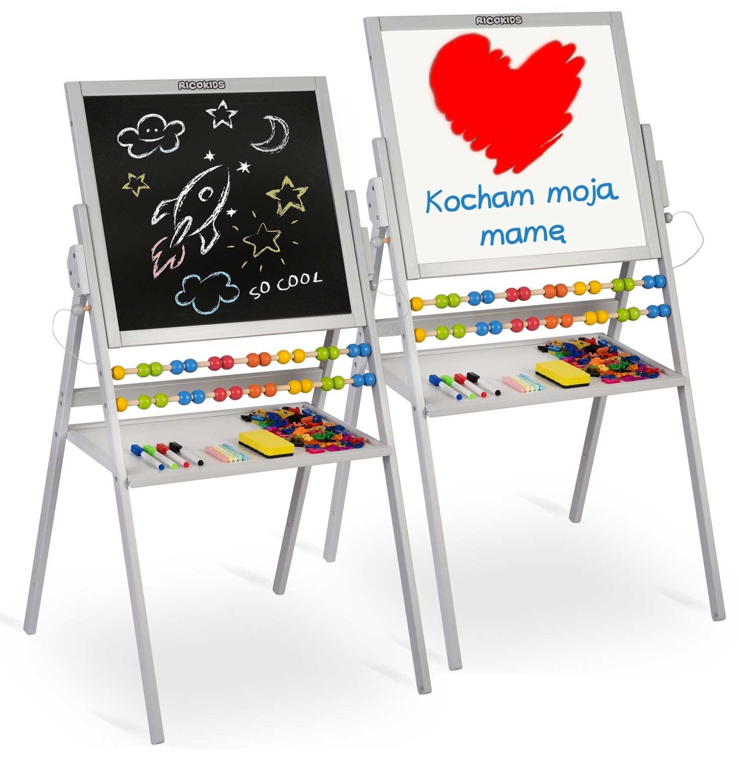 Ricokids Magnetic Rotating Chalkboard - Grey