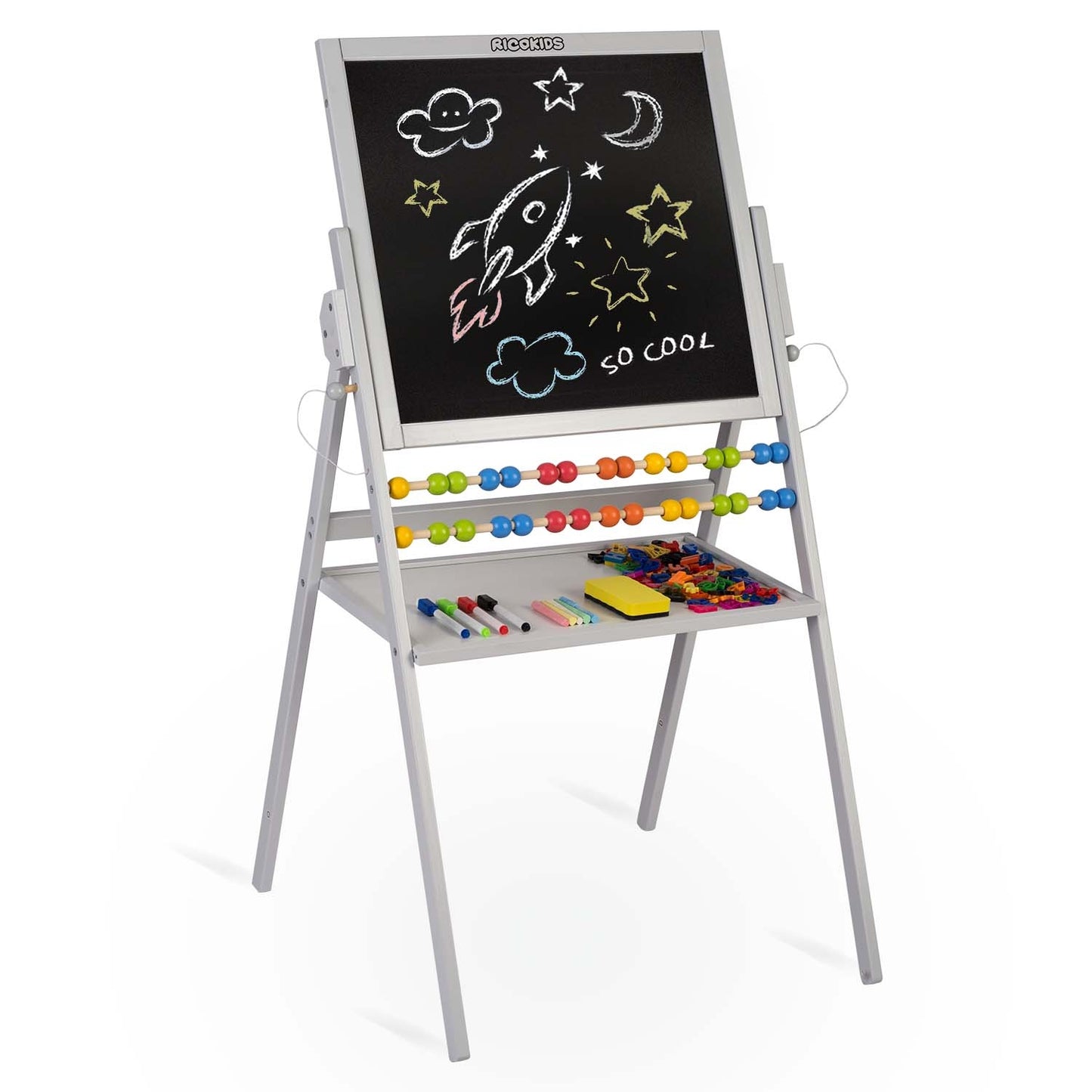 Ricokids Magnetic Rotating Chalkboard - Grey