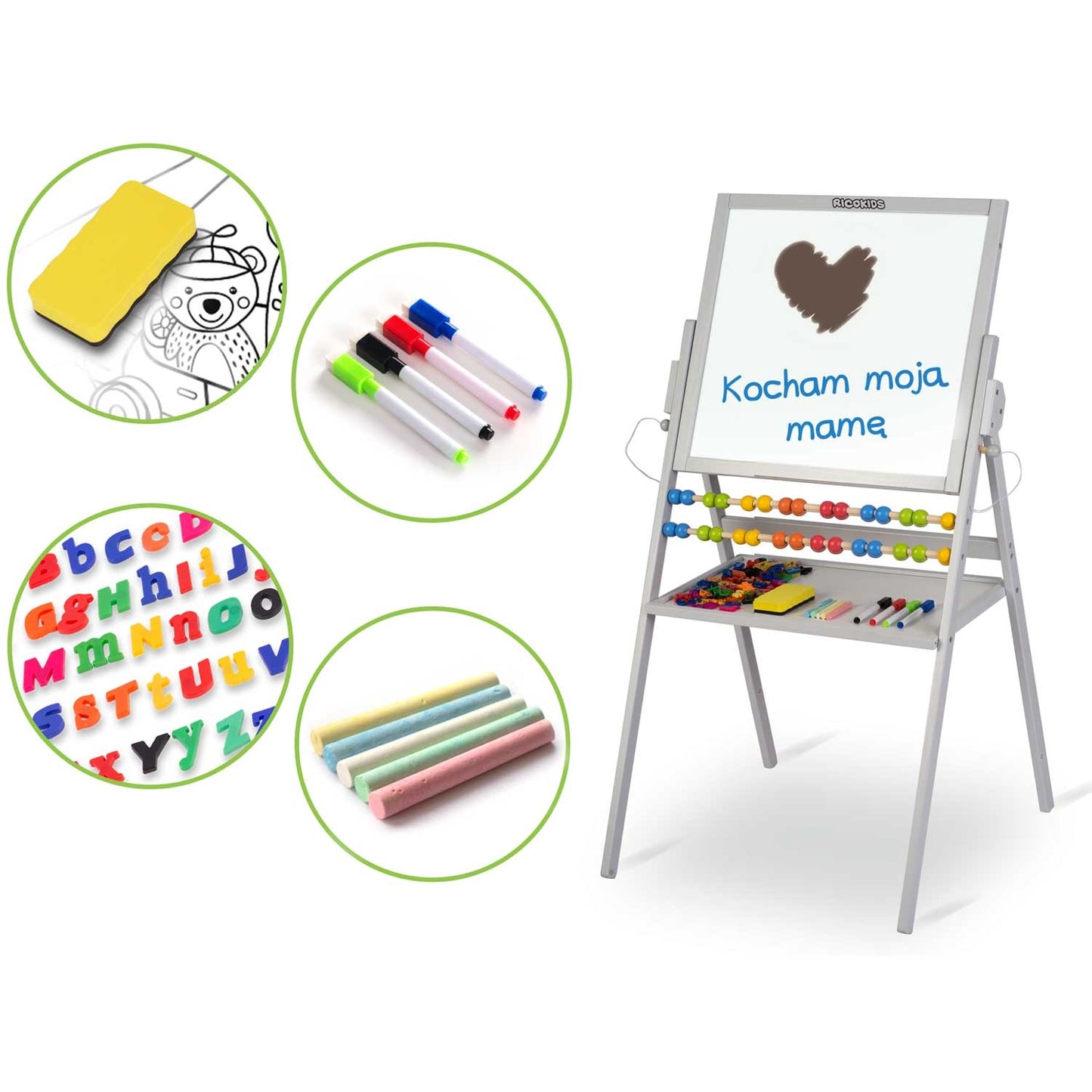 Ricokids Magnetic Rotating Chalkboard - Grey