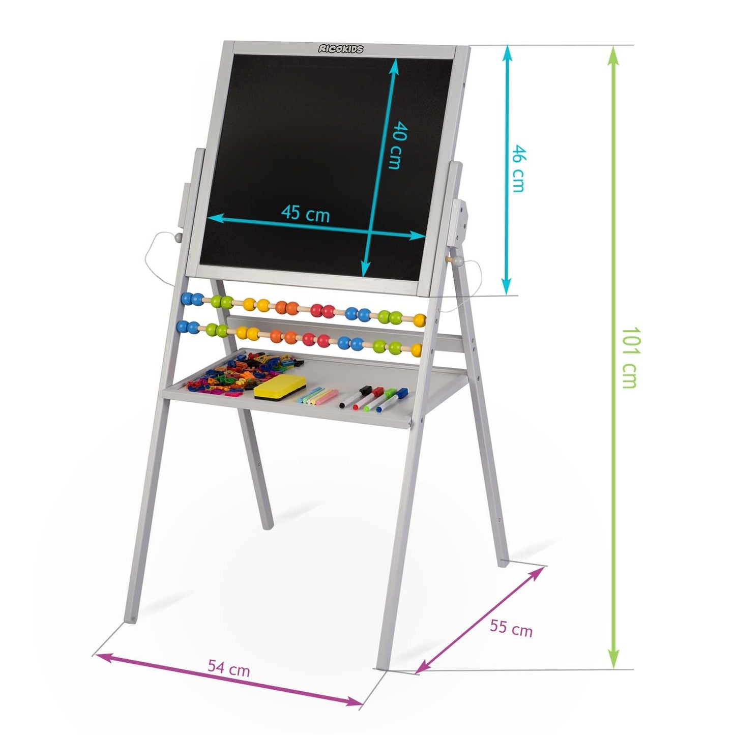 Ricokids Magnetic Rotating Chalkboard - Grey