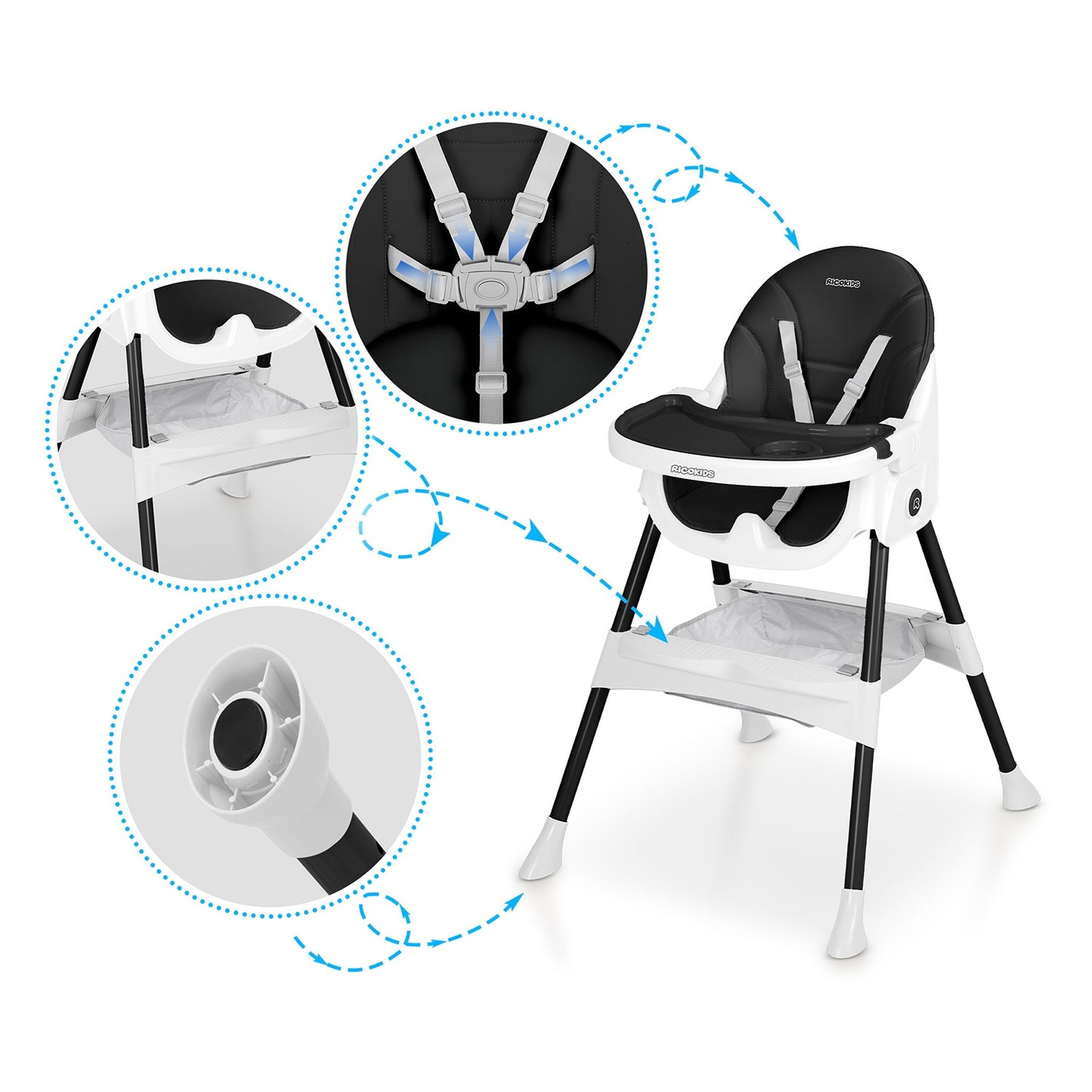 Ricokids Mani feeding chair black