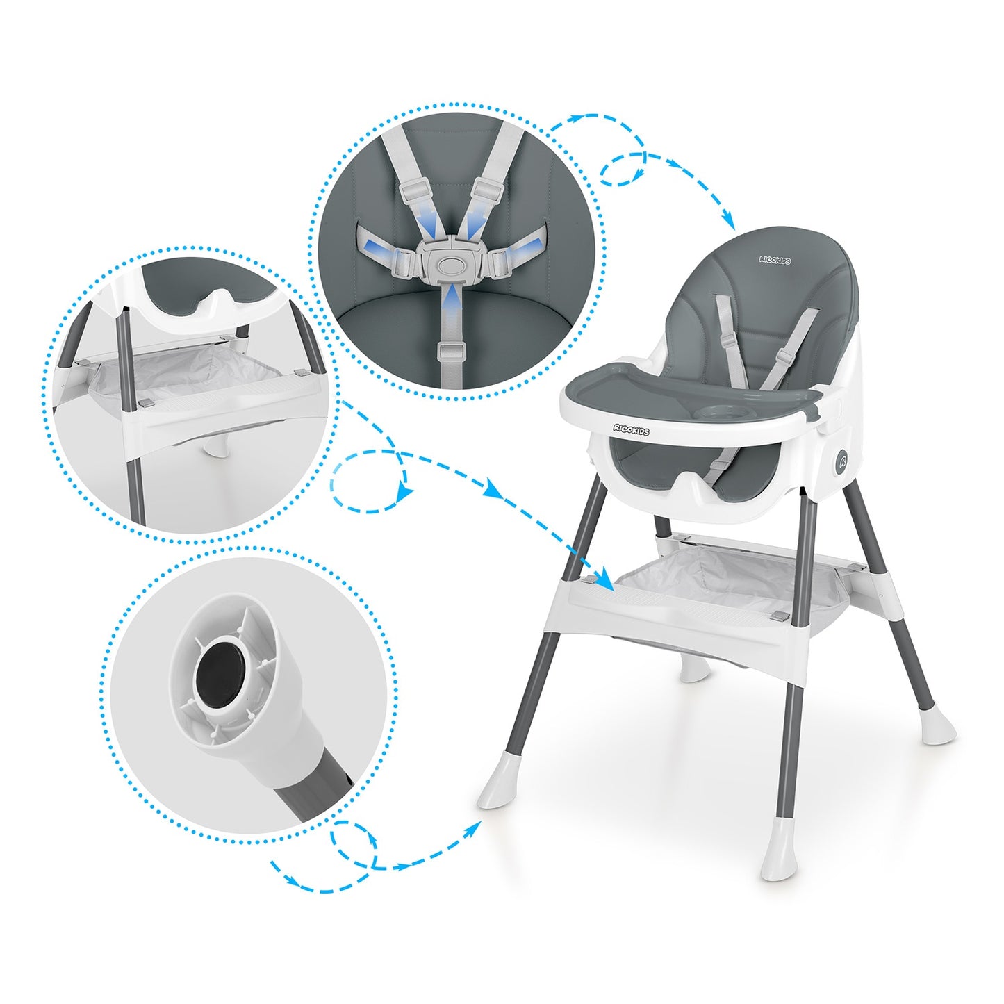 Ricokids Mani feeding chair gray