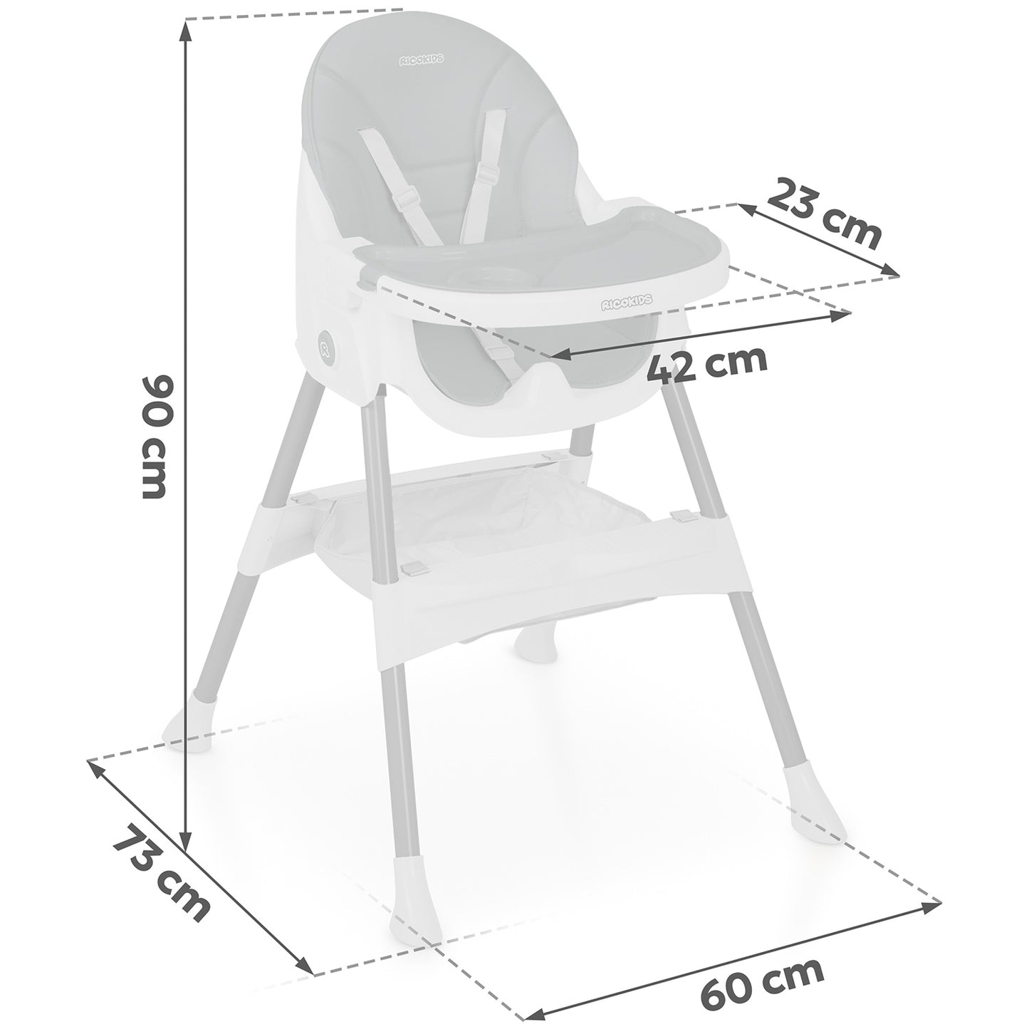 Ricokids Mani feeding chair gray