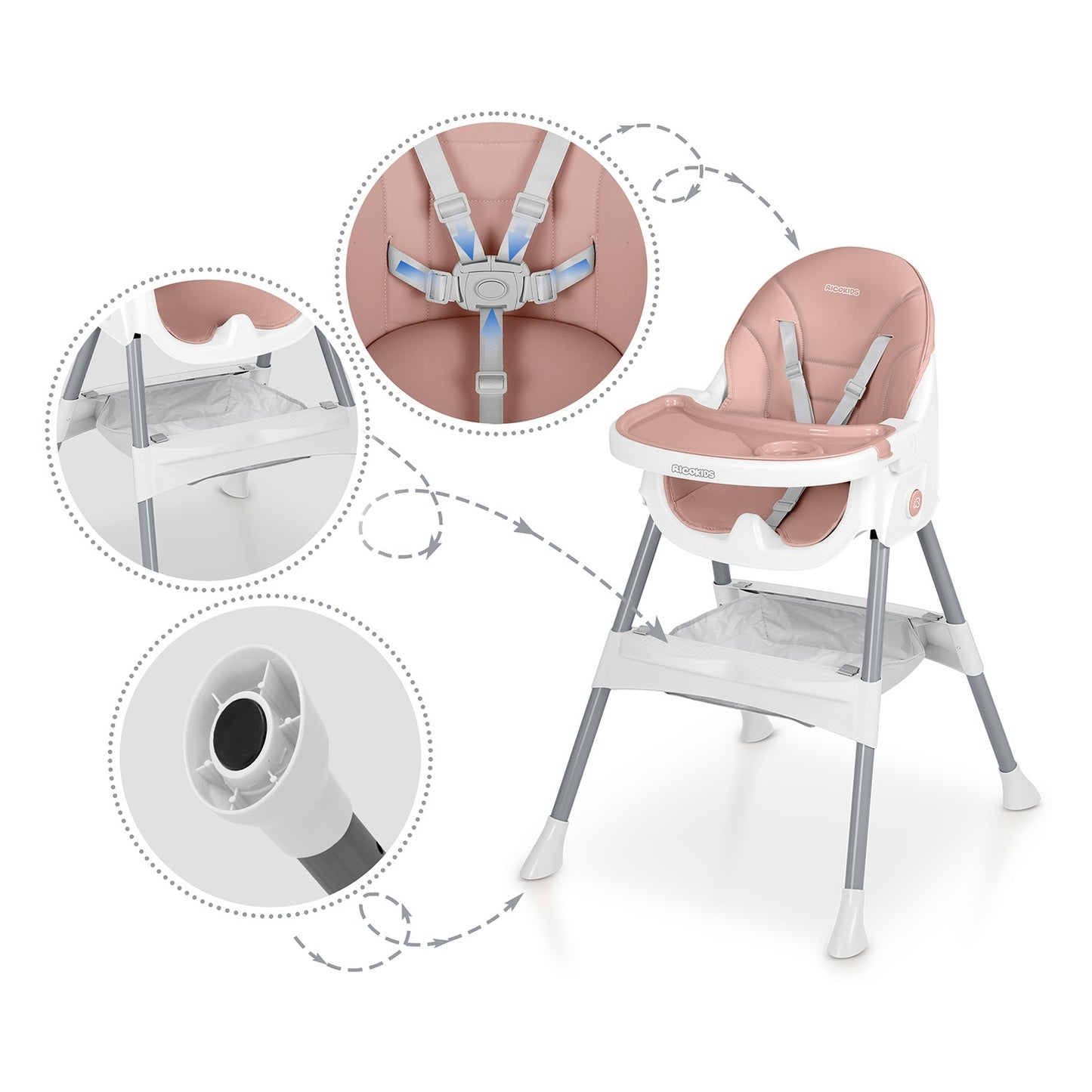 Ricokids Mani feeding chair pink