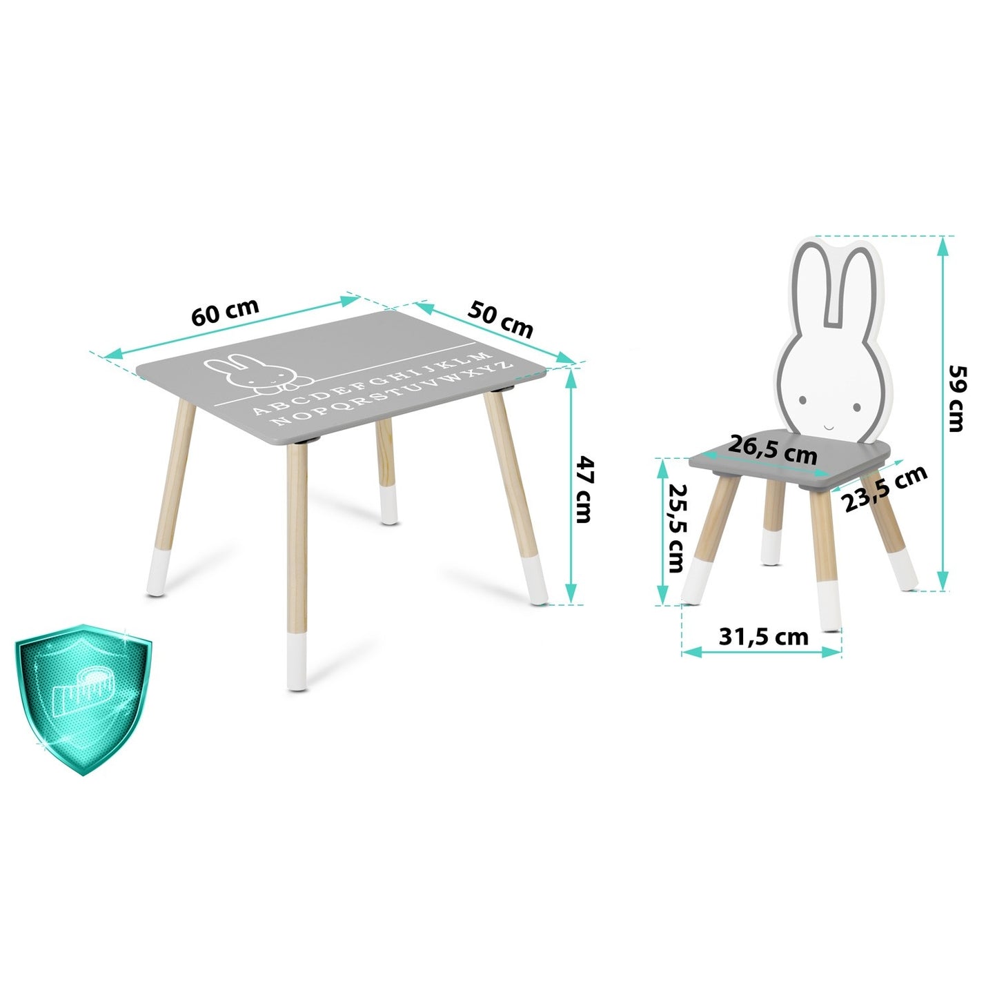 Ricokids RC-847 Bunny table with two chairs for children