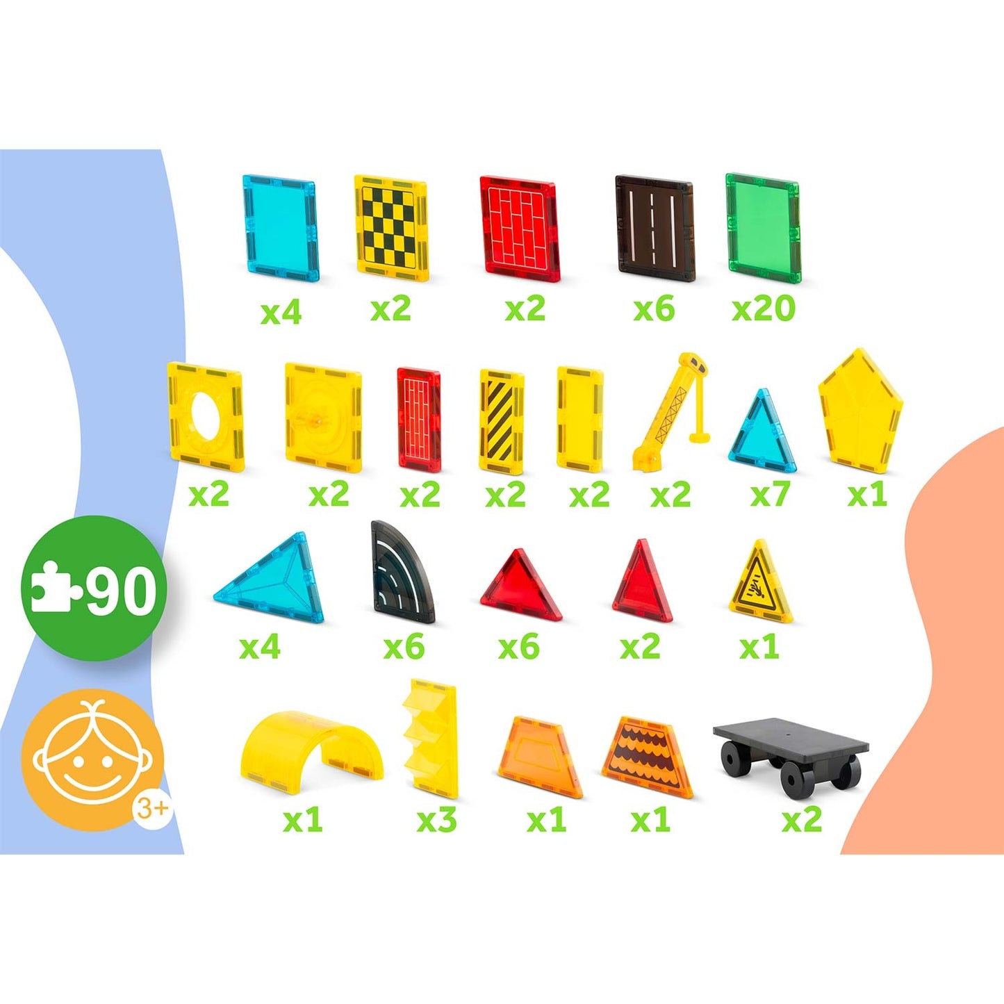 Ricokids RK-780 educational magnetic construction blocks 90 pcs