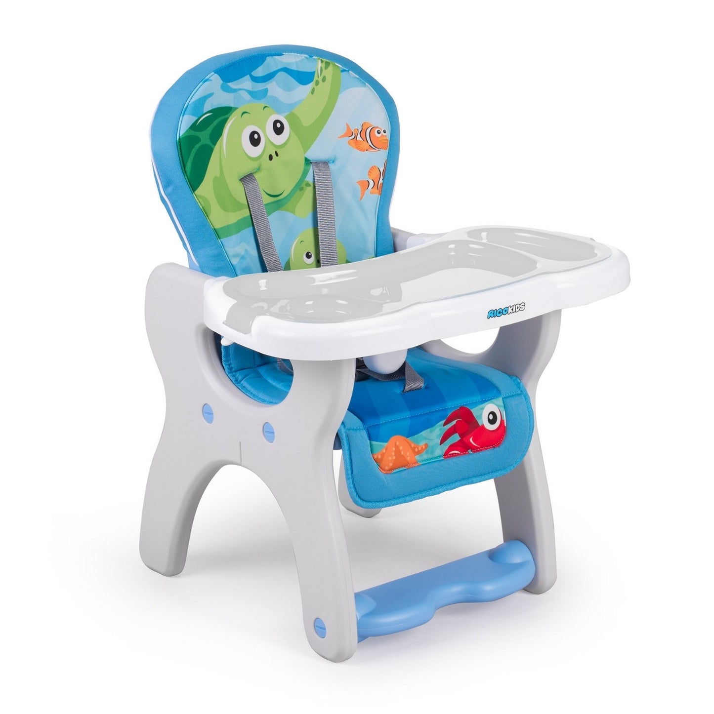 Ricokids Teri 3in1 baby feeding chair, gray and blue