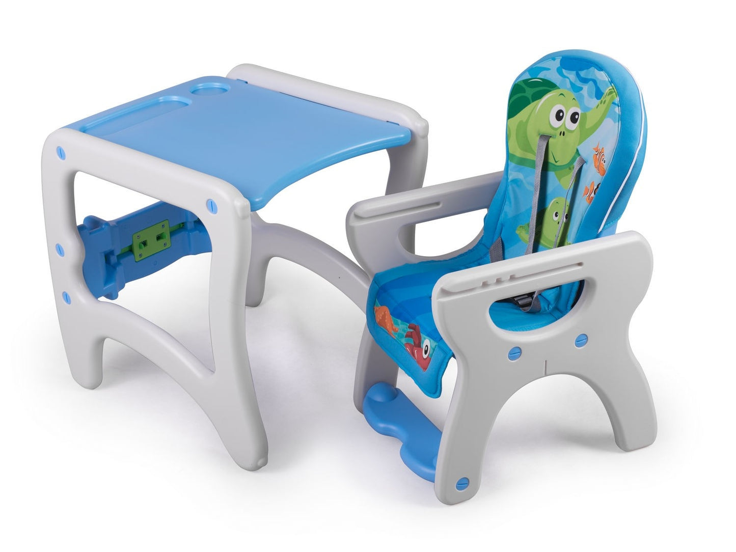 Ricokids Teri 3in1 baby feeding chair, gray and blue