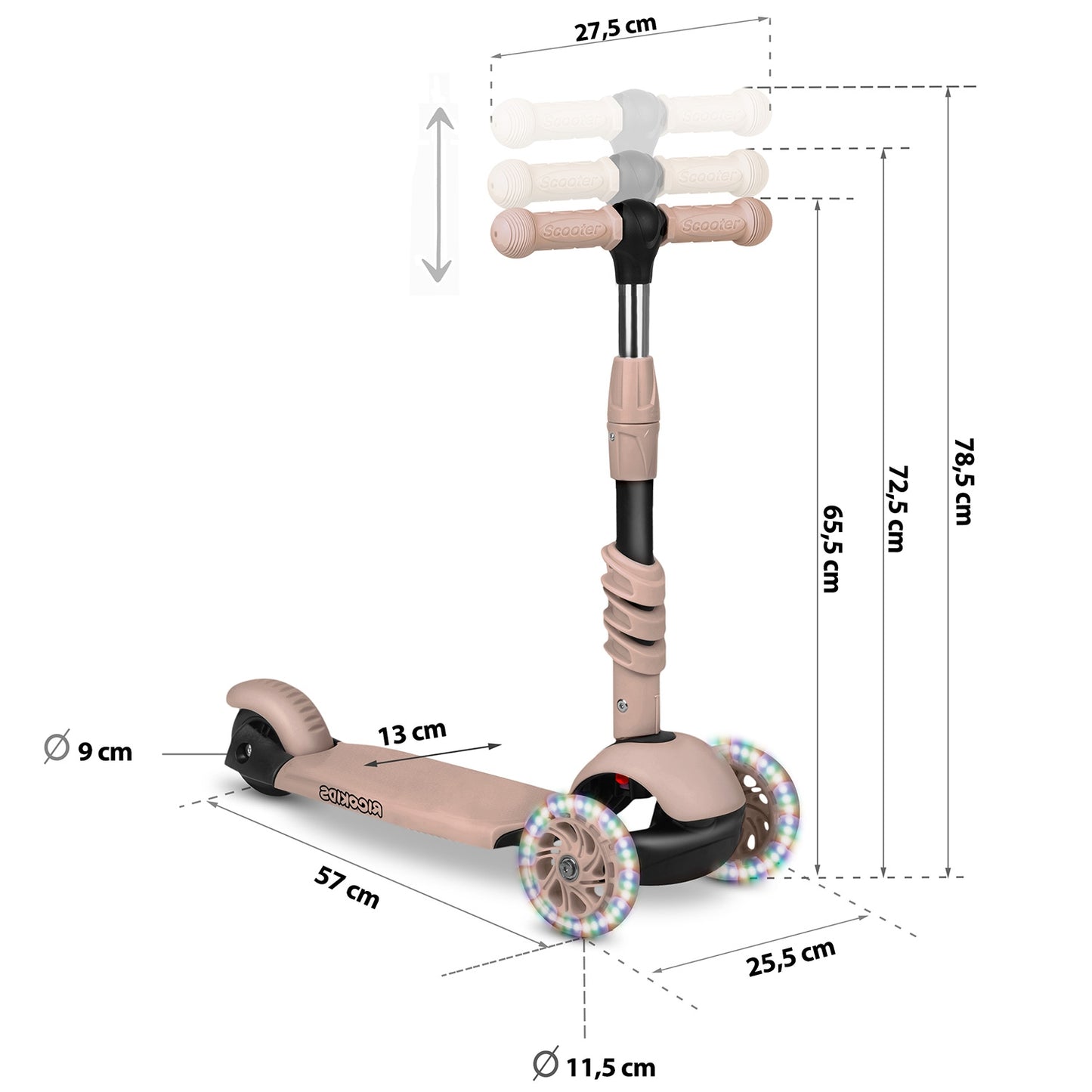 Ricokids Todi 3-Wheel Scooter - Beige